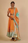 Buy Gulabo By Abu Sandeep Orange Chanderi Embroidery, Metallic Thread, Gota Patti, Zari Skirt at Aza Fashions Buy_Gulabo By Abu Sandeep_Orange Chanderi Embroidery, Metallic Thread, Gota Patti, Zari Skirt _at_Aza_Fashions