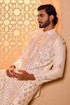Buy_Shreyansh Designs_Off White Dupion, Silk Mirrors, Embroidery Varunesh Work Kurta And Pant Set _Online_at_Aza_Fashions