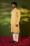 Shop Shreyansh Designs Gold Silk Embroidery Vinayak Elephant And Floral Kurta Set Online at Aza Fashions Shop_Shreyansh Designs_Gold Silk Embroidery Vinayak Elephant And Floral Kurta Set _Online_at_Aza_Fashions