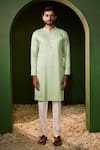 Buy_Shreyansh Designs_Green Silk Embroidery, Mirrors Avyukt Hand Kurta Set _at_Aza_Fashions