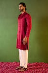 Shop Shreyansh Designs Wine Silk Embroidery Hriday Floral Kurta Set Online at Aza Fashions Shop_Shreyansh Designs_Wine Silk Embroidery Hriday Floral Kurta Set _Online_at_Aza_Fashions
