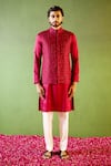 Shop Shreyansh Designs Wine Dupion, Silk Beads, Embroidery Hridyanshu Bundi And Kurta Set Online at Aza Fashions Shop_Shreyansh Designs_Wine Dupion, Silk Beads, Embroidery Hridyanshu Bundi And Kurta Set _Online_at_Aza_Fashions