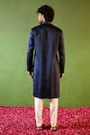 Shop_Shreyansh Designs_Navy Silk Embroidery Parth Floral Kurta Set _at_Aza_Fashions