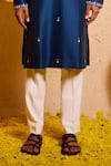 Shreyansh Designs_Blue Silk Embroidery Panshul Kurta And Pant Set _Online_at_Aza_Fashions