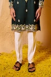 Buy_Shreyansh Designs_Green Silk Embroidery, Metallic Thread Gandharva Hand Kurta Set _Online_at_Aza_Fashions