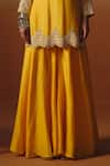 Saniya Sharma_Yellow Silk Embroidery, Sequins, Stones Round Neck, Kashish Cape And Kurta Set _Online_at_Aza_Fashions