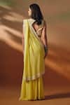 Shop_Saniya Sharma_Yellow Silk, Georgette Pearls, Nyra Pre-draped Saree With Embroidered Blouse _at_Aza_Fashions