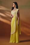Buy_Saniya Sharma_Yellow Silk, Georgette Pearls, Nyra Pre-draped Saree With Embroidered Blouse _Online_at_Aza_Fashions