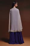 Shop Saniya Sharma Purple Silk Embroidery, Metallic Thread V-, Open Ziya Cape And Kurta Set at Aza Fashions Shop_Saniya Sharma_Purple Silk Embroidery, Metallic Thread V-, Open Ziya Cape And Kurta Set _at_Aza_Fashions