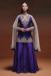 Buy Saniya Sharma Purple Silk Embroidery, Metallic Thread V-, Open Ziya Cape And Kurta Set at Aza Fashions Buy_Saniya Sharma_Purple Silk Embroidery, Metallic Thread V-, Open Ziya Cape And Kurta Set _at_Aza_Fashions