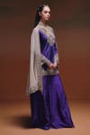 Buy Saniya Sharma Purple Silk Embroidery, Metallic Thread V-, Open Ziya Cape And Kurta Set Online at Aza Fashions Buy_Saniya Sharma_Purple Silk Embroidery, Metallic Thread V-, Open Ziya Cape And Kurta Set _Online_at_Aza_Fashions