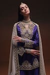 Shop Saniya Sharma Purple Silk Embroidery, Metallic Thread V-, Open Ziya Cape And Kurta Set Online at Aza Fashions Shop_Saniya Sharma_Purple Silk Embroidery, Metallic Thread V-, Open Ziya Cape And Kurta Set _Online_at_Aza_Fashions