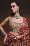 Buy Saniya Sharma Red Georgette, Net Sequins, Mirrors, Noor Printed Pre-draped Saree With Blouse Online at Aza Fashions Buy_Saniya Sharma_Red Georgette, Net Sequins, Mirrors, Noor Printed Pre-draped Saree With Blouse _Online_at_Aza_Fashions