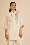 Buy Gulabo By Abu Sandeep Off White Chanderi Embroidery, Sequins Mandarin Collar Tunic at Aza Fashions Buy_Gulabo By Abu Sandeep_Off White Chanderi Embroidery, Sequins Mandarin Collar Tunic _at_Aza_Fashions