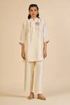 Shop Gulabo By Abu Sandeep Off White Chanderi Embroidery, Sequins Mandarin Collar Tunic Online at Aza Fashions Shop_Gulabo By Abu Sandeep_Off White Chanderi Embroidery, Sequins Mandarin Collar Tunic _Online_at_Aza_Fashions