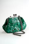 Shop_Nupur Kanoi_Green Sequins, Beads, Embroidery Carmela Hand Clutch _at_Aza_Fashions
