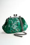 Buy_Nupur Kanoi_Green Sequins, Beads, Embroidery Carmela Hand Clutch _at_Aza_Fashions