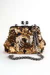 Shop Nupur Kanoi Gold Sequins, Beads, Embroidery Carmela Hand Clutch at Aza Fashions Shop_Nupur Kanoi_Gold Sequins, Beads, Embroidery Carmela Hand Clutch _at_Aza_Fashions