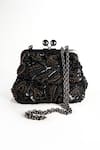 Shop_Nupur Kanoi_Black Embroidery, Sequins, Beads Carmela Bougain Hand Clutch _at_Aza_Fashions