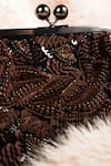 Nupur Kanoi_Brown Sequins, Beads, Embroidery Carmela Bougain Hand Clutch _Online_at_Aza_Fashions