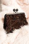Buy_Nupur Kanoi_Brown Sequins, Beads, Embroidery Carmela Bougain Hand Clutch _Online_at_Aza_Fashions