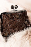 Shop_Nupur Kanoi_Brown Sequins, Beads, Embroidery Carmela Bougain Hand Clutch _Online_at_Aza_Fashions