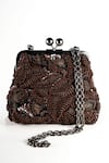 Shop_Nupur Kanoi_Brown Sequins, Beads, Embroidery Carmela Bougain Hand Clutch _at_Aza_Fashions