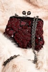 Buy_Nupur Kanoi_Burgundy Sequins, Beads, Embroidery Carmela Bougain Hand Clutch _at_Aza_Fashions