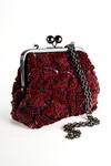 Shop_Nupur Kanoi_Burgundy Sequins, Beads, Embroidery Carmela Bougain Hand Clutch _at_Aza_Fashions