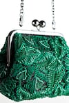 Nupur Kanoi_Green Sequins, Beads, Embroidery Carmela Bougain Hand Clutch _Online_at_Aza_Fashions