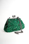 Buy_Nupur Kanoi_Green Sequins, Beads, Embroidery Carmela Bougain Hand Clutch _at_Aza_Fashions