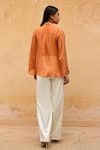 Shop_Maenaam_Orange Polyester, Organza, Satin Embroidery, Sequins Sirae Hand Top And Pant Set _at_Aza_Fashions