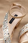 Shradha Hedau Footwear Couture_Beige Rhinestones, Stones Anaaya Crystal Embellished Block Heels _Online_at_Aza_Fashions