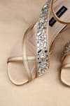 Buy_Shradha Hedau Footwear Couture_Beige Rhinestones, Stones Anaaya Crystal Embellished Block Heels _Online_at_Aza_Fashions