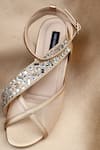 Shop_Shradha Hedau Footwear Couture_Beige Rhinestones, Stones Anaaya Crystal Embellished Block Heels _Online_at_Aza_Fashions