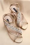 Buy_Shradha Hedau Footwear Couture_Beige Rhinestones, Stones Anaaya Crystal Embellished Block Heels _at_Aza_Fashions
