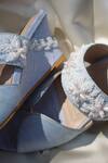 Buy_Shradha Hedau Footwear Couture_Sky Blue Beads, Pearls Eira And Embellished Wedges _Online_at_Aza_Fashions
