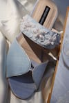 Shop_Shradha Hedau Footwear Couture_Sky Blue Beads, Pearls Eira And Embellished Wedges _at_Aza_Fashions