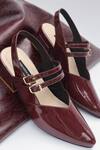 Buy_Shradha Hedau Footwear Couture_Burgundy Aavya Strappy Pointed Toe Heels 