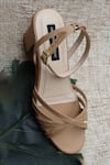 Shop_Shradha Hedau Footwear Couture_Beige Veda Strappy Block Heels _Online_at_Aza_Fashions