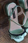 Shop_Shradha Hedau Footwear Couture_Green Ruffles Aadhya Strap Block Heels _Online_at_Aza_Fashions
