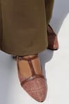 Buy_Shradha Hedau Footwear Couture_Brown Ziya Textured T Strap Heels _Online_at_Aza_Fashions