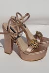 Shradha Hedau Footwear Couture_Rose Gold Metallic Thread Arvini Platform Block Heels _Online_at_Aza_Fashions