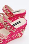 Shradha Hedau Footwear Couture Pink Beads, Crystals, Embroidery Vaidehi Satin Platform Wedges Online at Aza Fashions Shradha Hedau Footwear Couture_Pink Beads, Crystals, Embroidery Vaidehi Satin Platform Wedges _Online_at_Aza_Fashions
