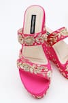 Shop Shradha Hedau Footwear Couture Pink Beads, Crystals, Embroidery Vaidehi Satin Platform Wedges at Aza Fashions Shop_Shradha Hedau Footwear Couture_Pink Beads, Crystals, Embroidery Vaidehi Satin Platform Wedges _at_Aza_Fashions