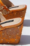 Shradha Hedau Footwear Couture_Yellow Embroidery, Beads, Studs Ridhima Embellished Brocade Wedges _Online_at_Aza_Fashions
