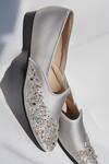 Shradha Hedau Footwear Couture_Silver Aarav Embellished Floral Motif Mojari _Online_at_Aza_Fashions