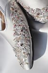 Shop_Shradha Hedau Footwear Couture_Silver Aarav Embellished Floral Motif Mojari _Online_at_Aza_Fashions