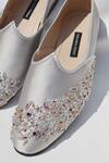Shradha Hedau Footwear Couture_Silver Aarav Embellished Floral Motif Mojari _at_Aza_Fashions