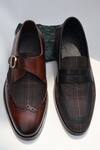 Buy_Shradha Hedau Footwear Couture_Tan Riaan Brogue Monk Strap Shoes _at_Aza_Fashions